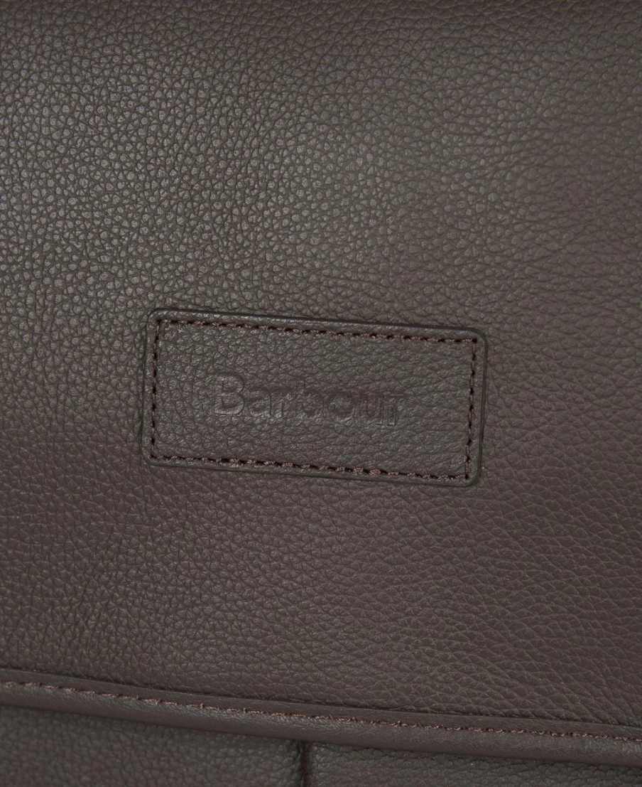 Barbour Men's Chocolate Leather Briefcase - Classic Genuine Leather Business Bag