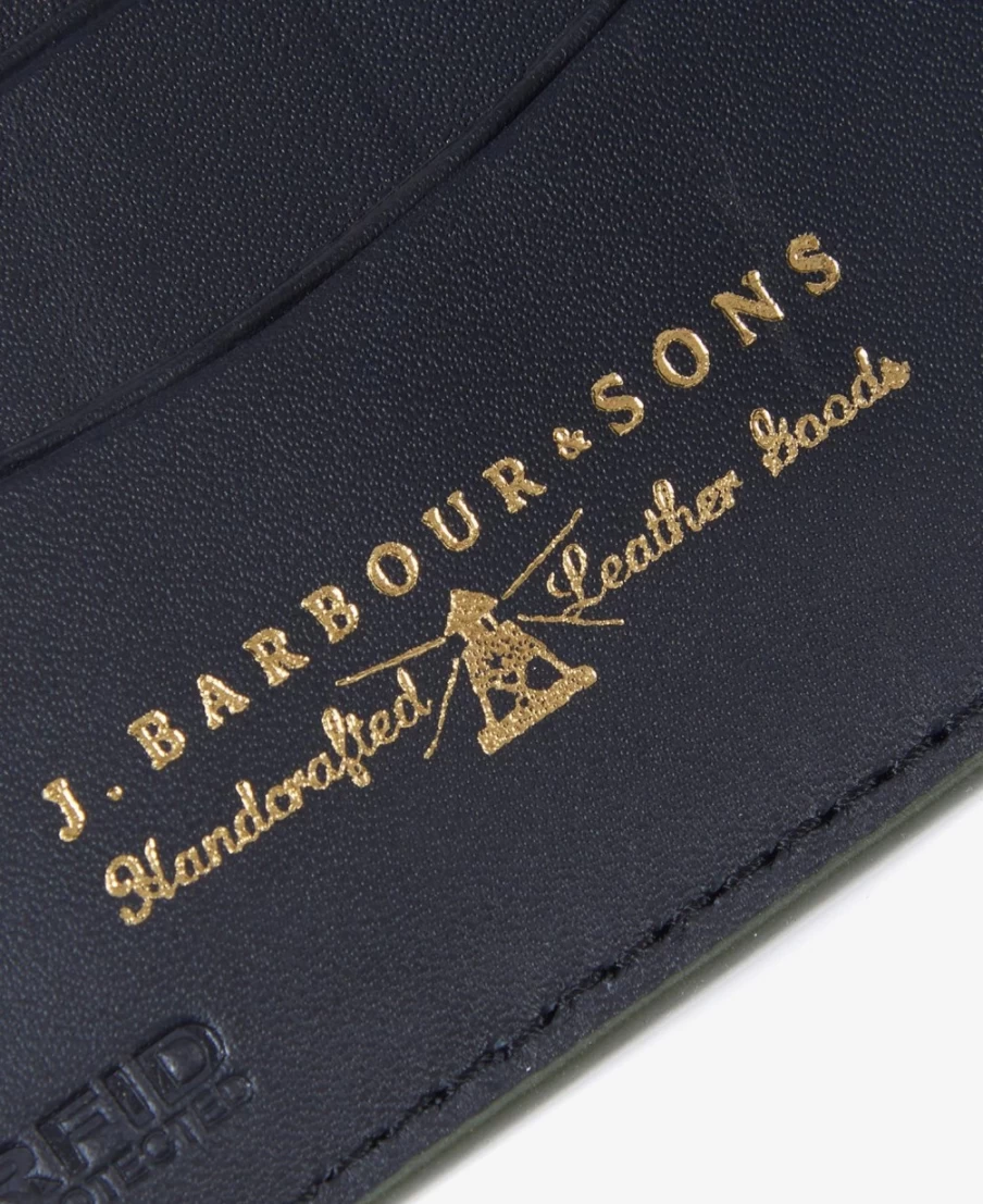 Barbour Men's Black Grain Leather Billfold Wallet with Coin Pocket