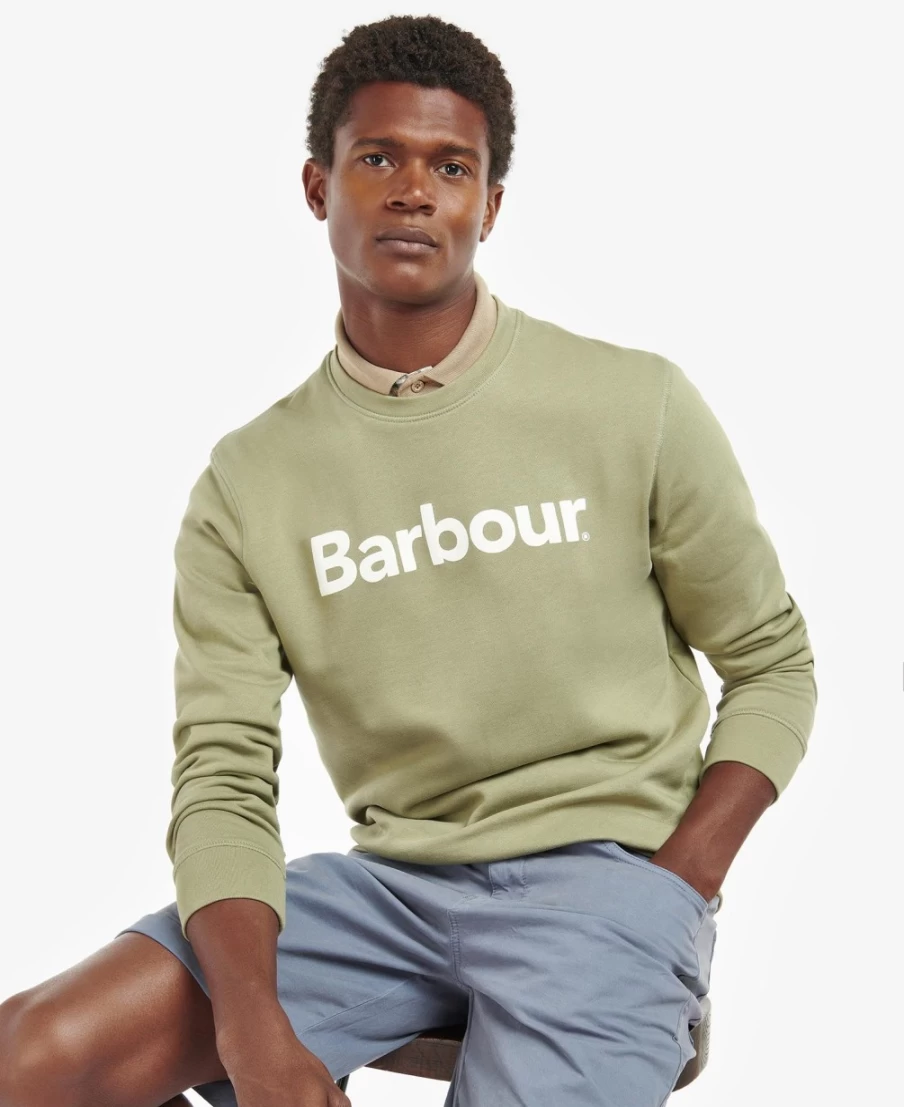 Barbour Men's Navy Logo Crew-Neck Sweatshirt - Classic Cotton Sweater
