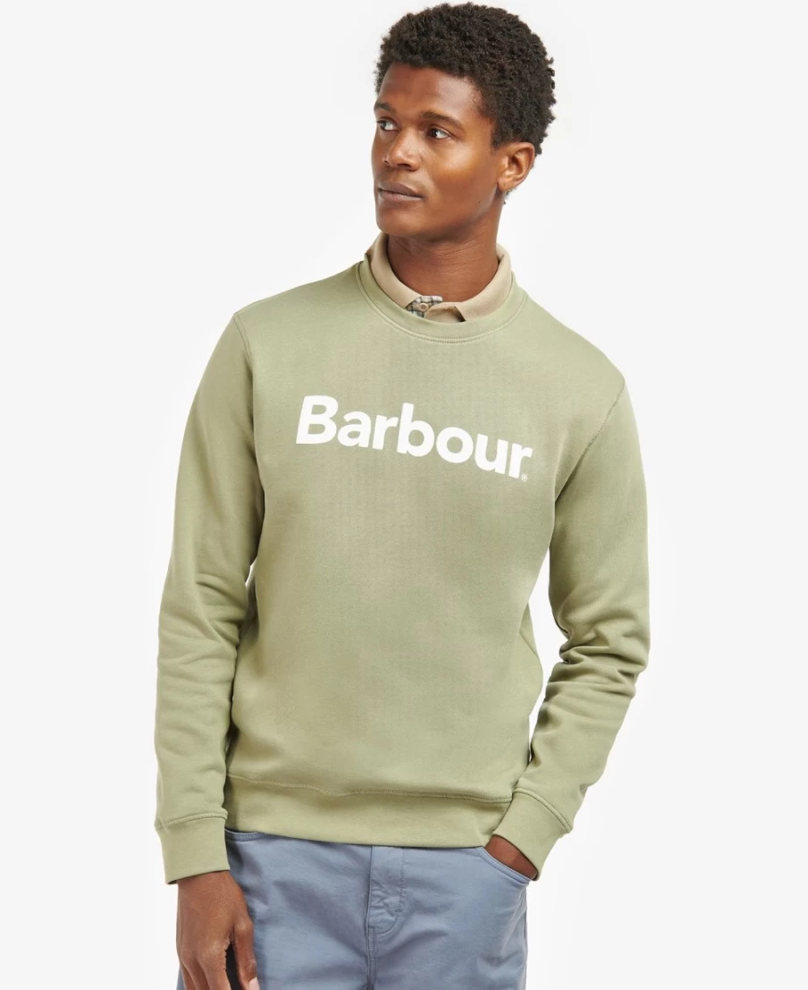 Barbour Men's Navy Logo Crew-Neck Sweatshirt - Classic Cotton Sweater
