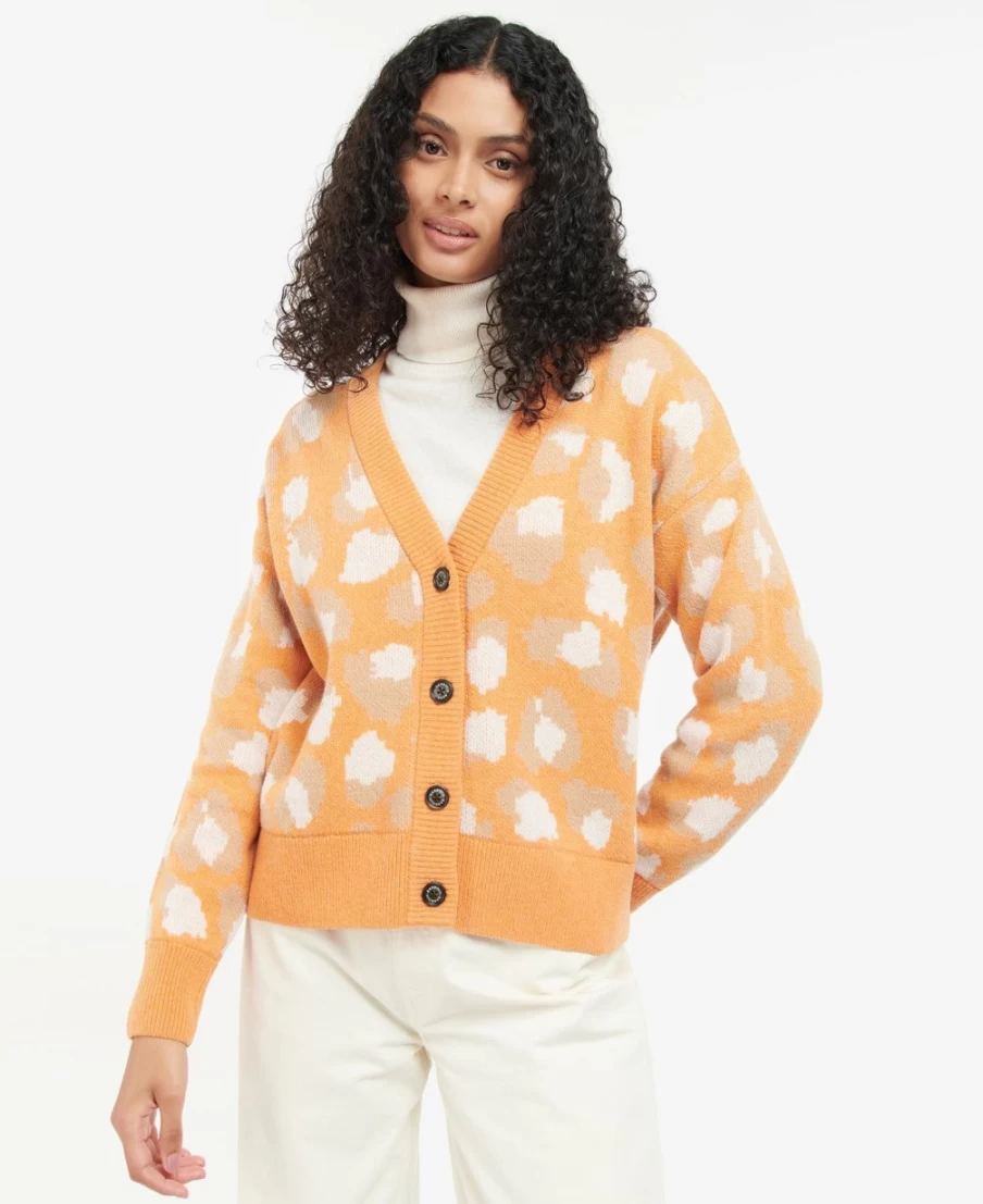 Barbour Women's Maara Cardigan in Papaya - Classic Knitwear for Women