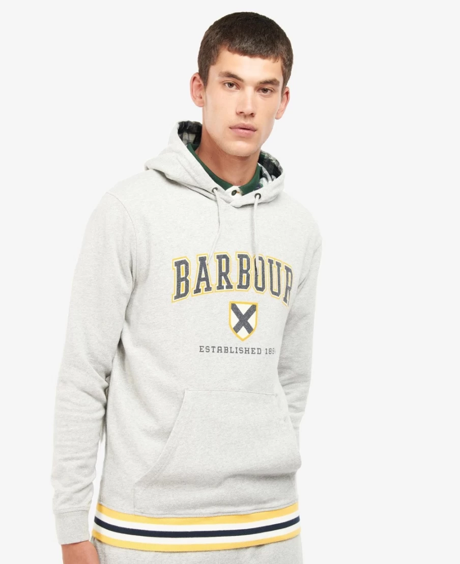 Barbour Men's Linacre Logo Hoodie in Grey Marl - Classic Pullover Sweatshirt