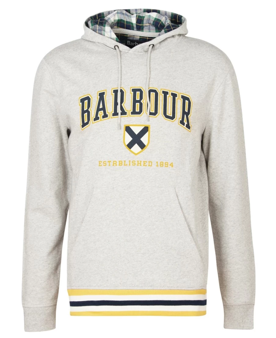 Barbour Men's Linacre Logo Hoodie in Grey Marl - Classic Pullover Sweatshirt