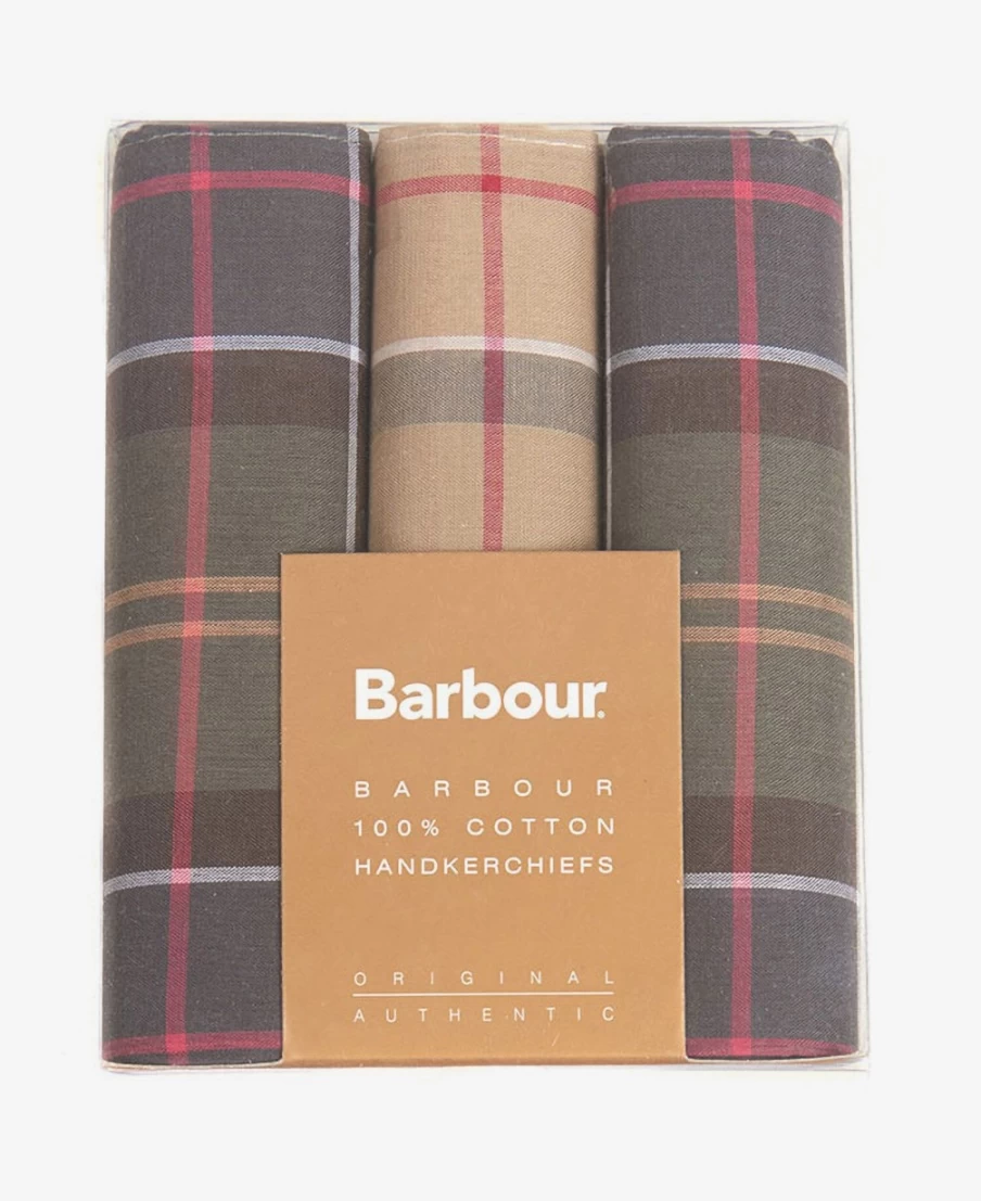 Barbour Men's Black Watch & Monochrome Handkerchief Gift Box Set