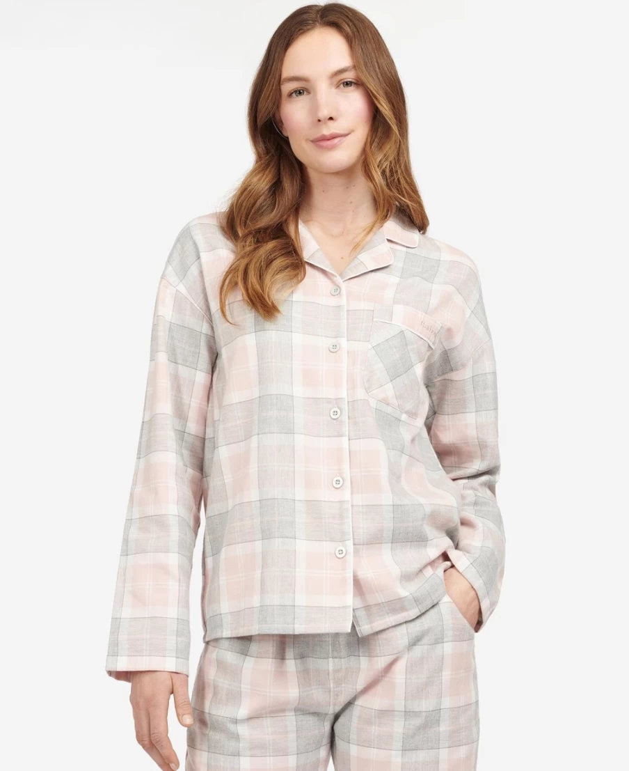 Barbour Women's Pink Tartan Ellery Sleepwear Set - Cozy Pajama Lounge Wear