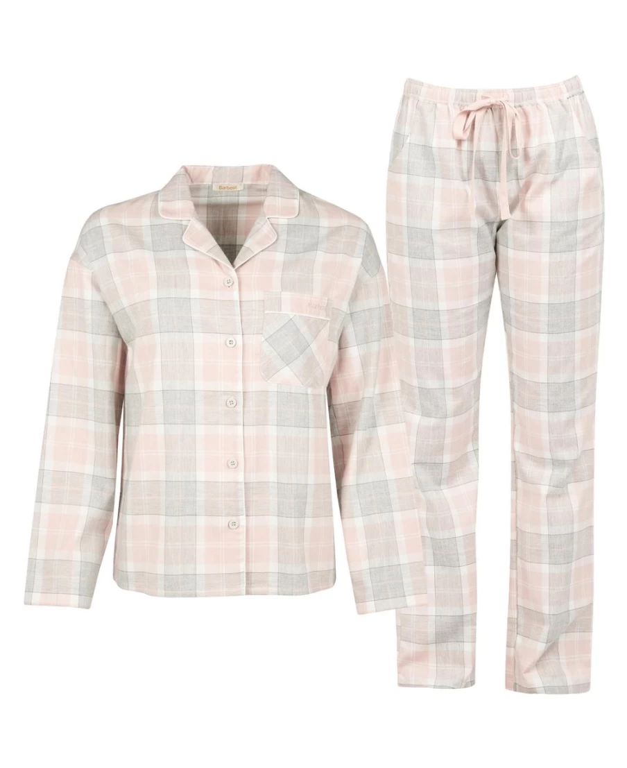 Barbour Women's Pink Tartan Ellery Sleepwear Set - Cozy Pajama Lounge Wear