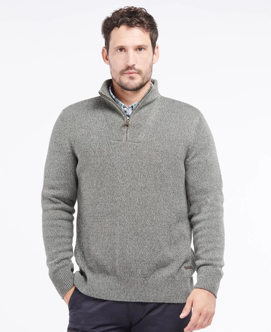 Barbour Men's Navy Cotton Twist Nelson Half Zip Sweater