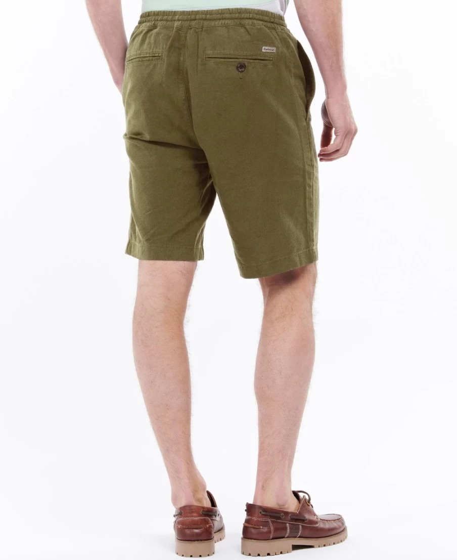 Barbour Men's Military Green Linen Cotton Mix Shorts