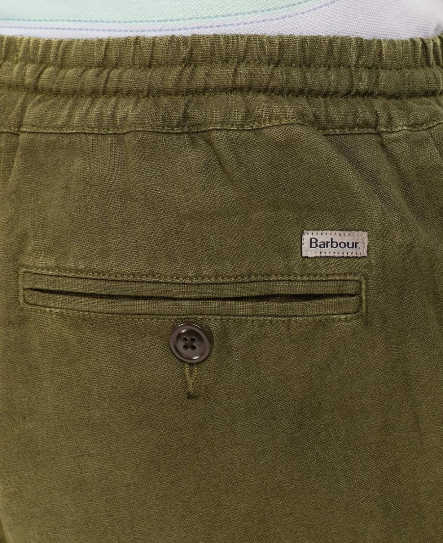 Barbour Men's Military Green Linen Cotton Mix Shorts