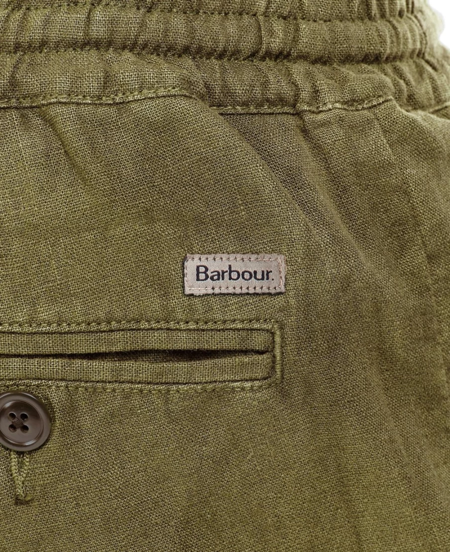 Barbour Men's Military Green Linen Cotton Mix Shorts