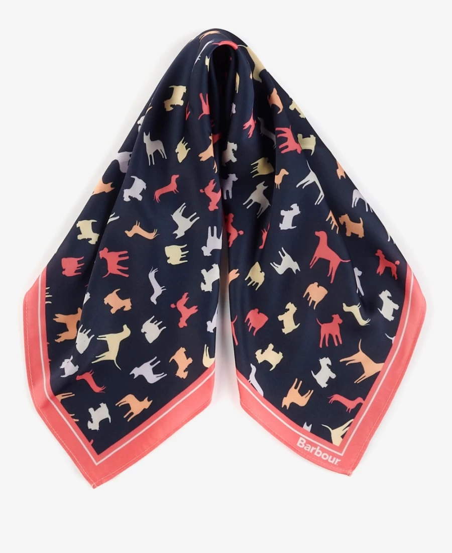 Barbour Women's Navy Dog-Print Square Scarf