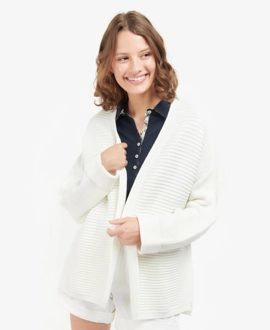 Barbour Women's Navy Stitch Guernsey Cardigan Sweater