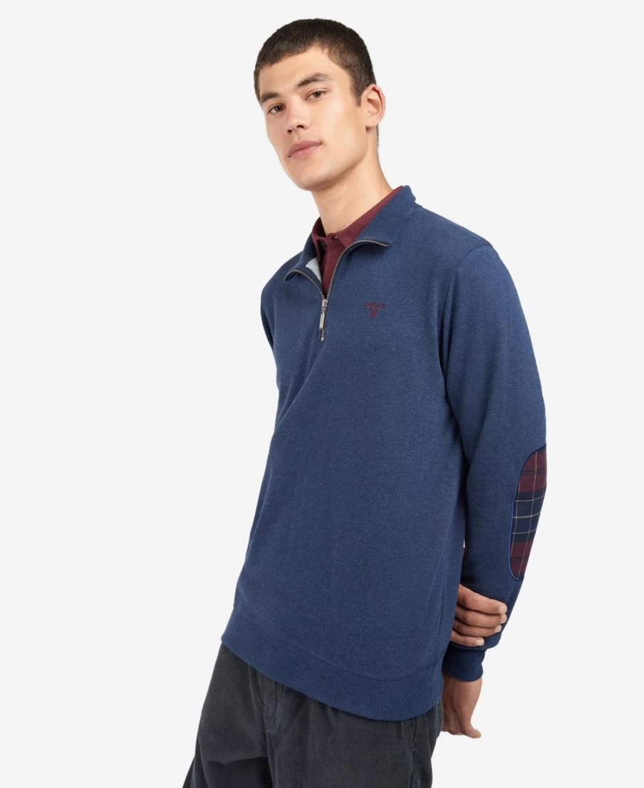 Barbour Men's Starbeck Half Zip Sweater in Navy Marl - Classic Casual Pullover