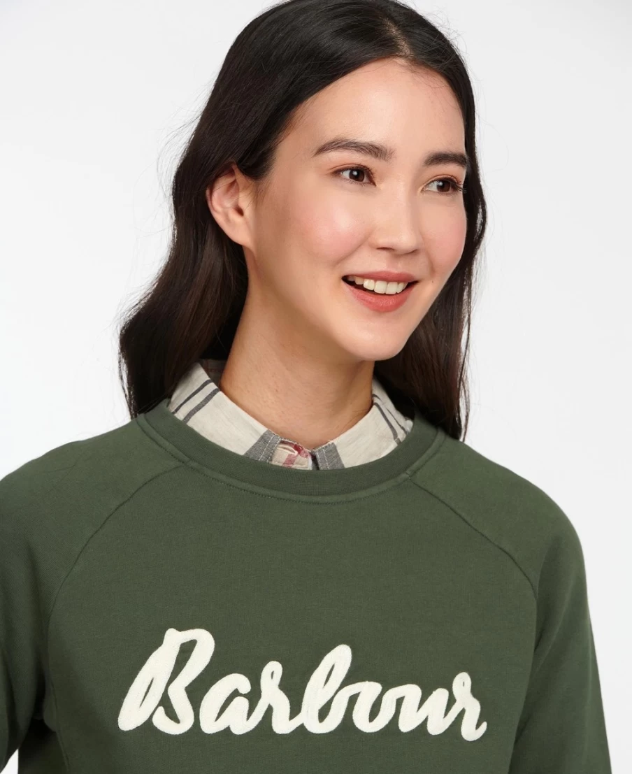 Barbour Women's Olive Otterburn Sweatshirt - Classic Casual Pullover