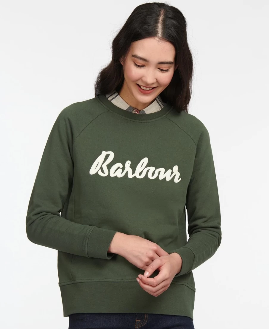 Barbour Women's Olive Otterburn Sweatshirt - Classic Casual Pullover