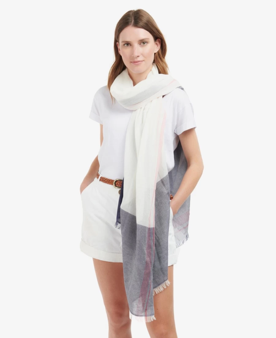 Barbour Womens Madison Sarong in Whisper White & Ink - Lightweight Summer Wrap Skirt