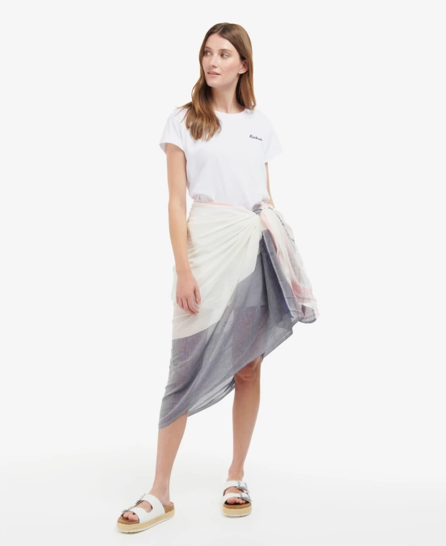 Barbour Womens Madison Sarong in Whisper White & Ink - Lightweight Summer Wrap Skirt