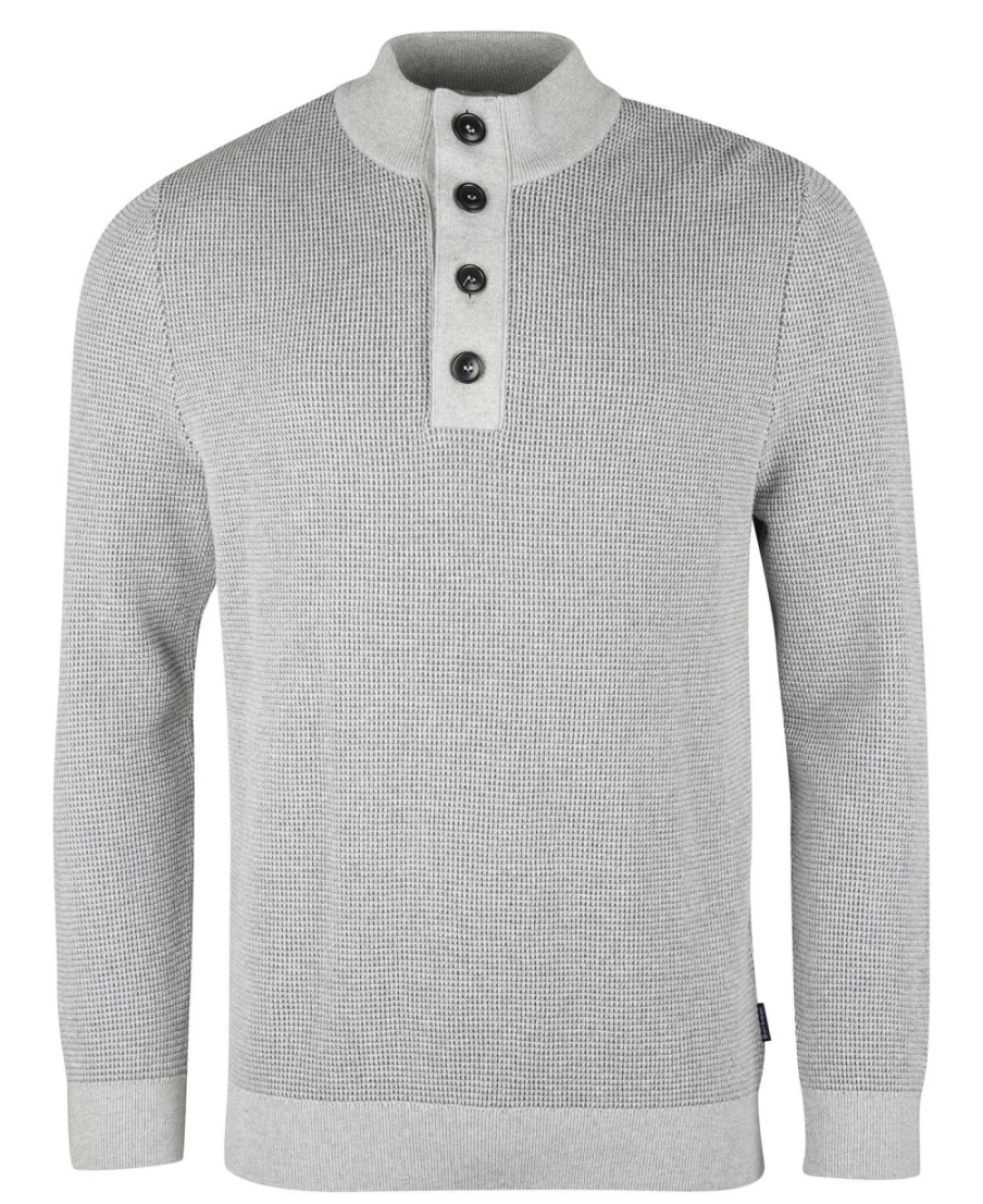 Barbour Malcolm Grey Marl Half Button Jumper for Men