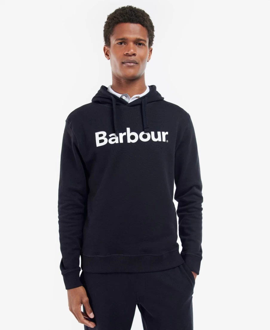 Barbour Men's Navy Logo Hoodie - Classic Embroidered Pullover for Casual Wear