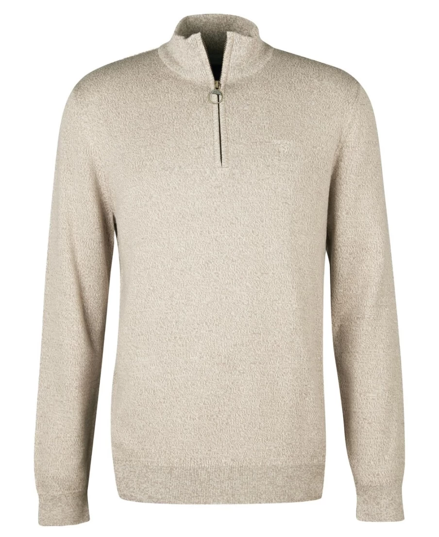 Barbour Men's Olive Marl Firle Knitted Half Zip Jumper