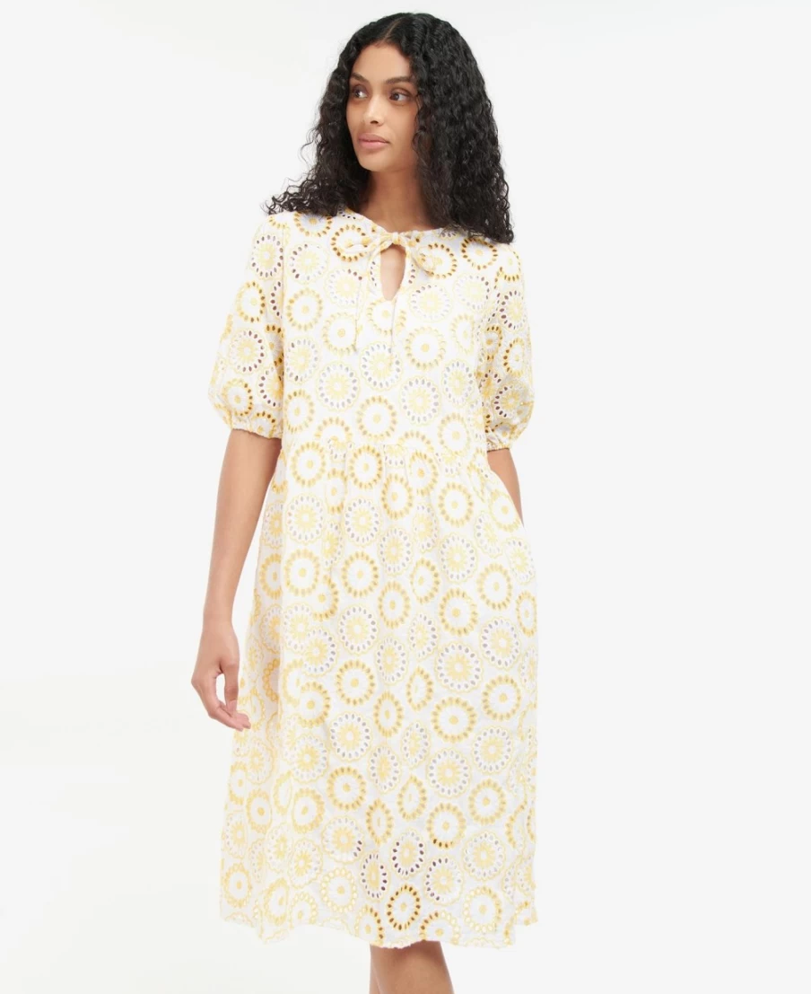Barbour Edis Dress for Women in White/Sunrise Yellow - Classic Style & Comfort