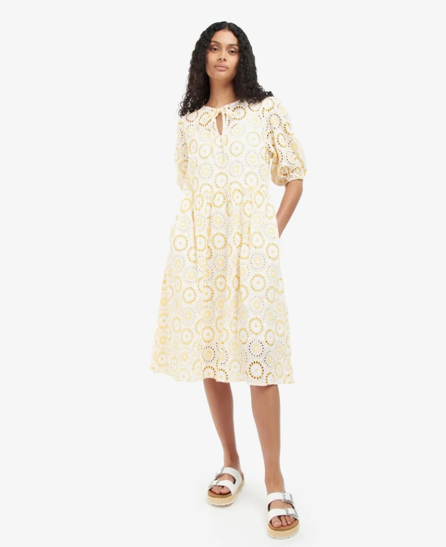 Barbour Edis Dress for Women in White/Sunrise Yellow - Classic Style & Comfort