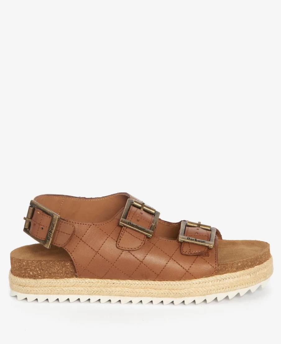Barbour Helena Flatform Sandals for Women - Gold Metallic Leather Summer Shoes
