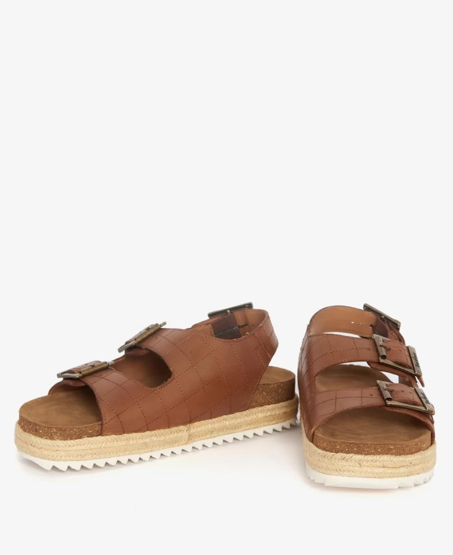 Barbour Helena Flatform Sandals for Women - Gold Metallic Leather Summer Shoes