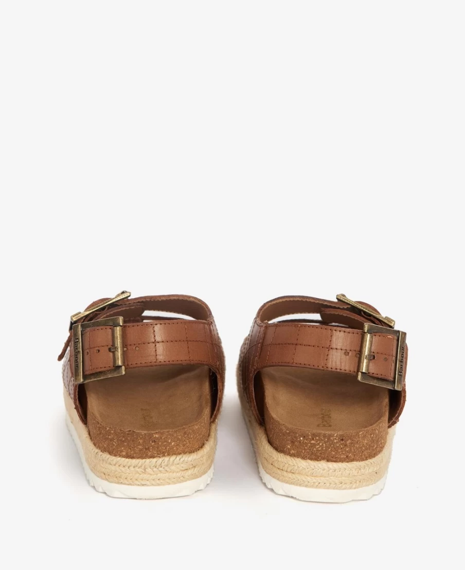 Barbour Helena Flatform Sandals for Women - Gold Metallic Leather Summer Shoes