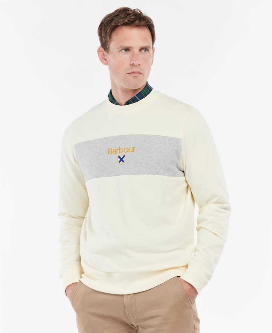 Barbour Men's Navy Honour Panel Crew Neck Sweater