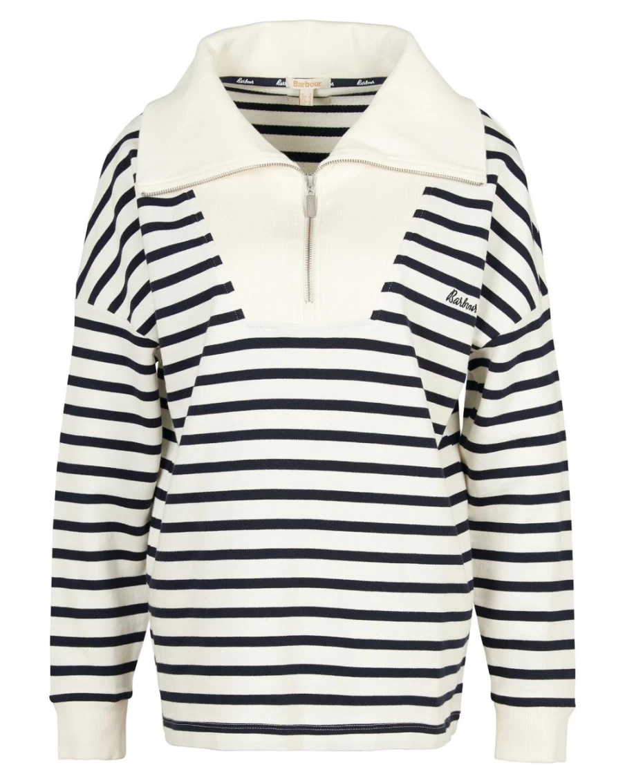 Barbour Women's Kendra Sweatshirt in Cloud/Navy Stripe - Casual Striped Pullover