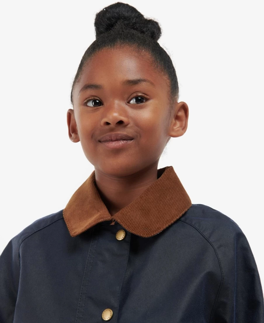 Barbour Girls Archive Olive Retro Floral Waxed Jacket | Waterproof Outdoor Coat