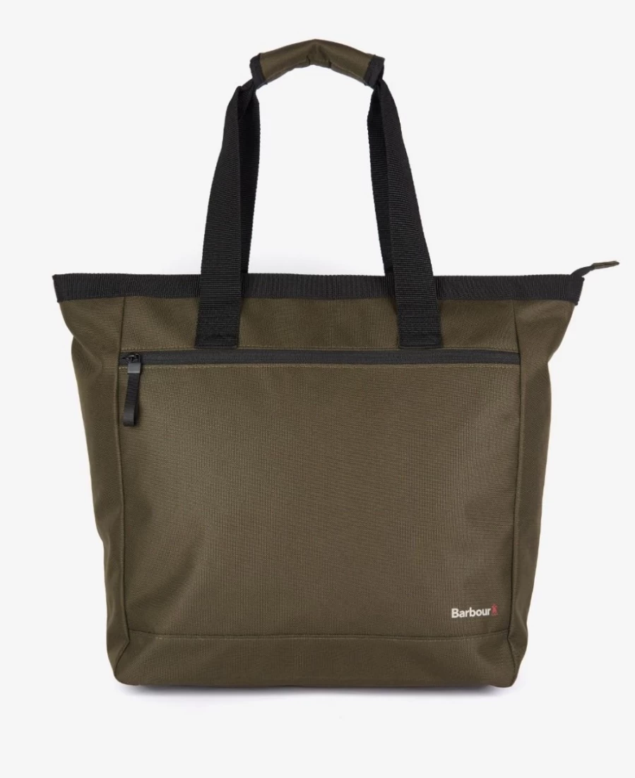 Barbour Men's Arwin Canvas Tote Bag in Olive & Black - Durable Casual Carryall