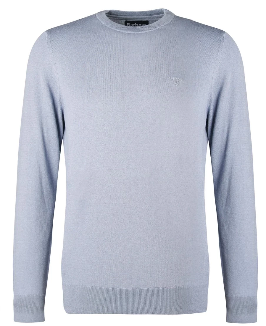 Barbour Men's Light Moss Cotton Crew Neck Sweater - Lightweight Casual Pullover