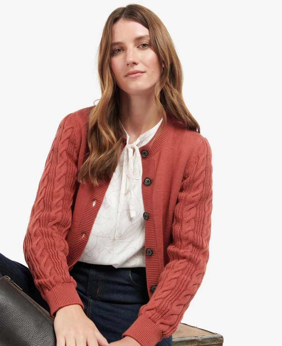 Barbour Women's Daphne Cardigan in Gerbera - Classic Knitwear for Women